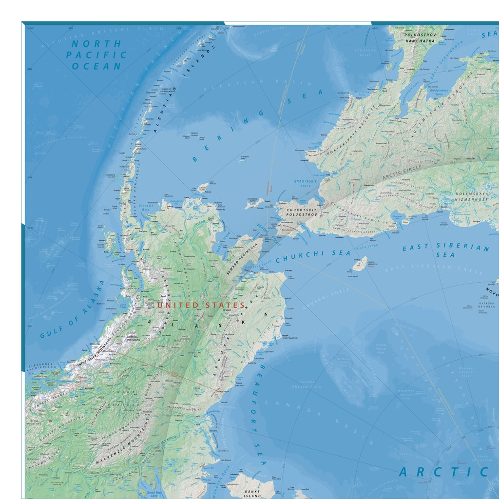 Arktis-Landkarte | Physische Wandkarte der Nordpolarregion