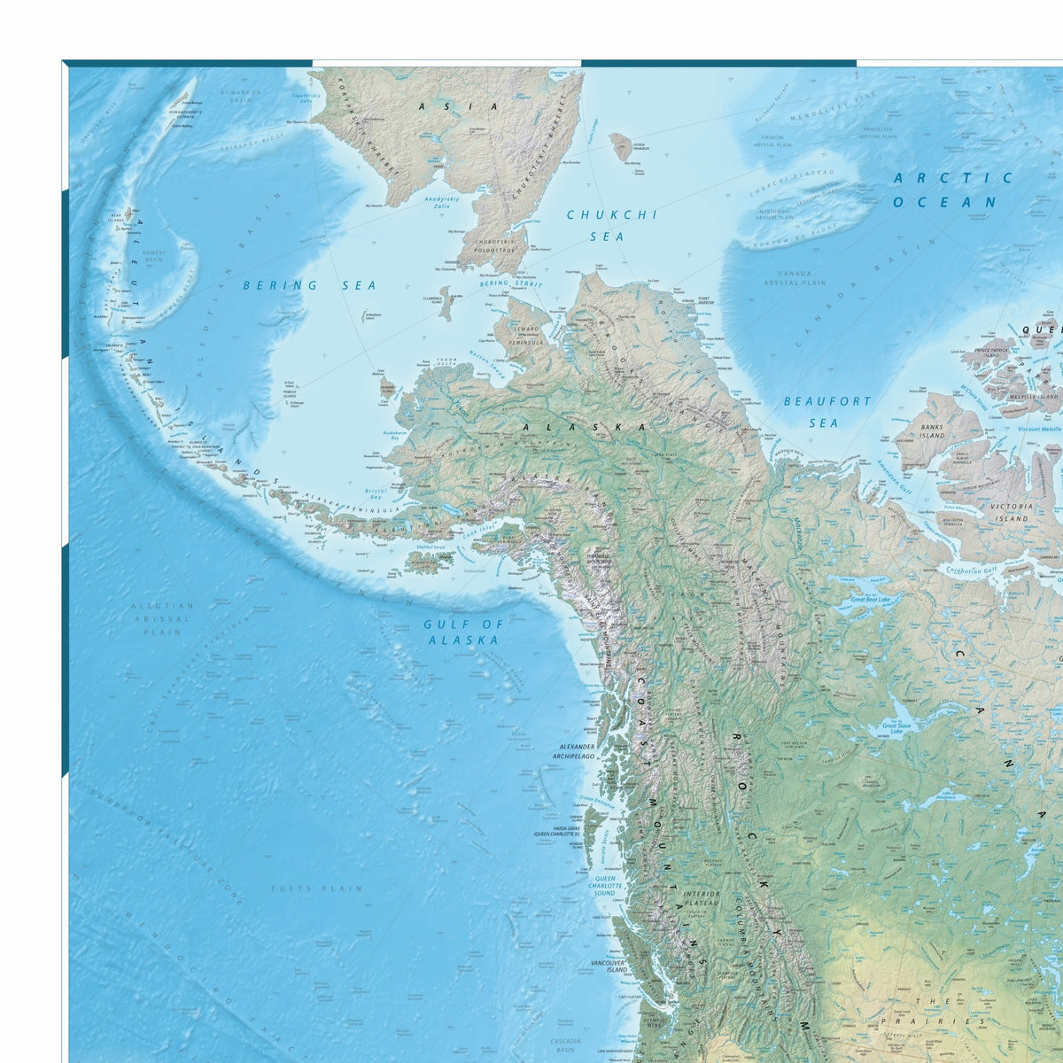 Nordamerika-Karte | 2025 | Physische Wandkarte Nordamerikas