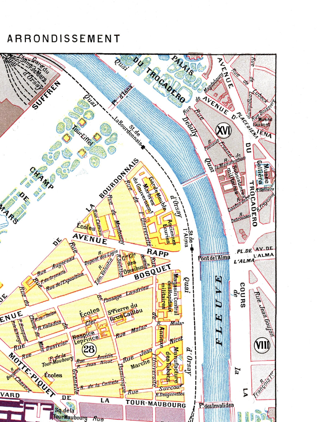 París | 1900 | Distrito 7 | Mapa Antiguo