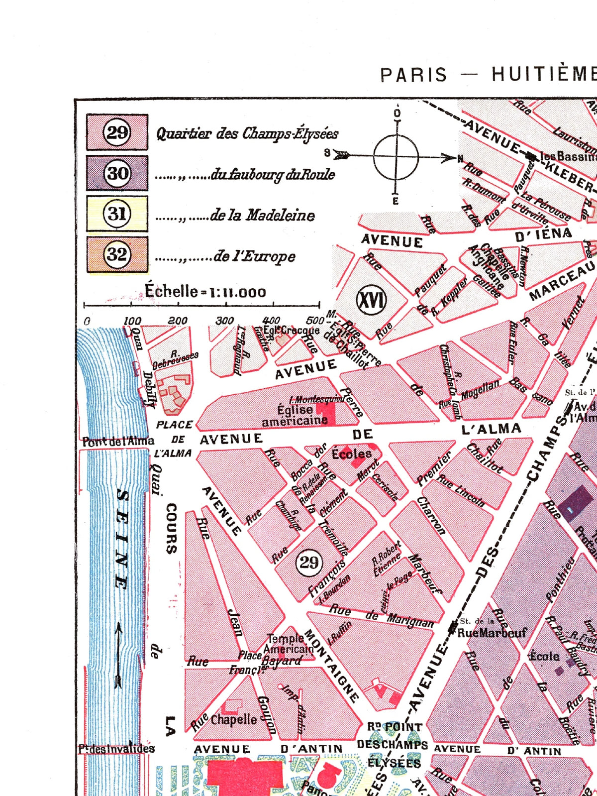 Paris | 1900 | 08. Arrondissement | Vintage Map