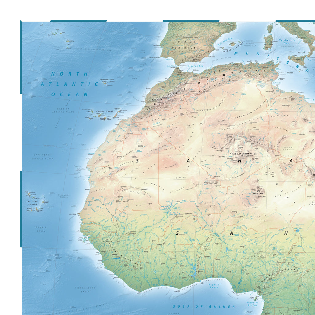 Afrika-Landkarte | 2025 | Physische Wandkarte des Kontinents