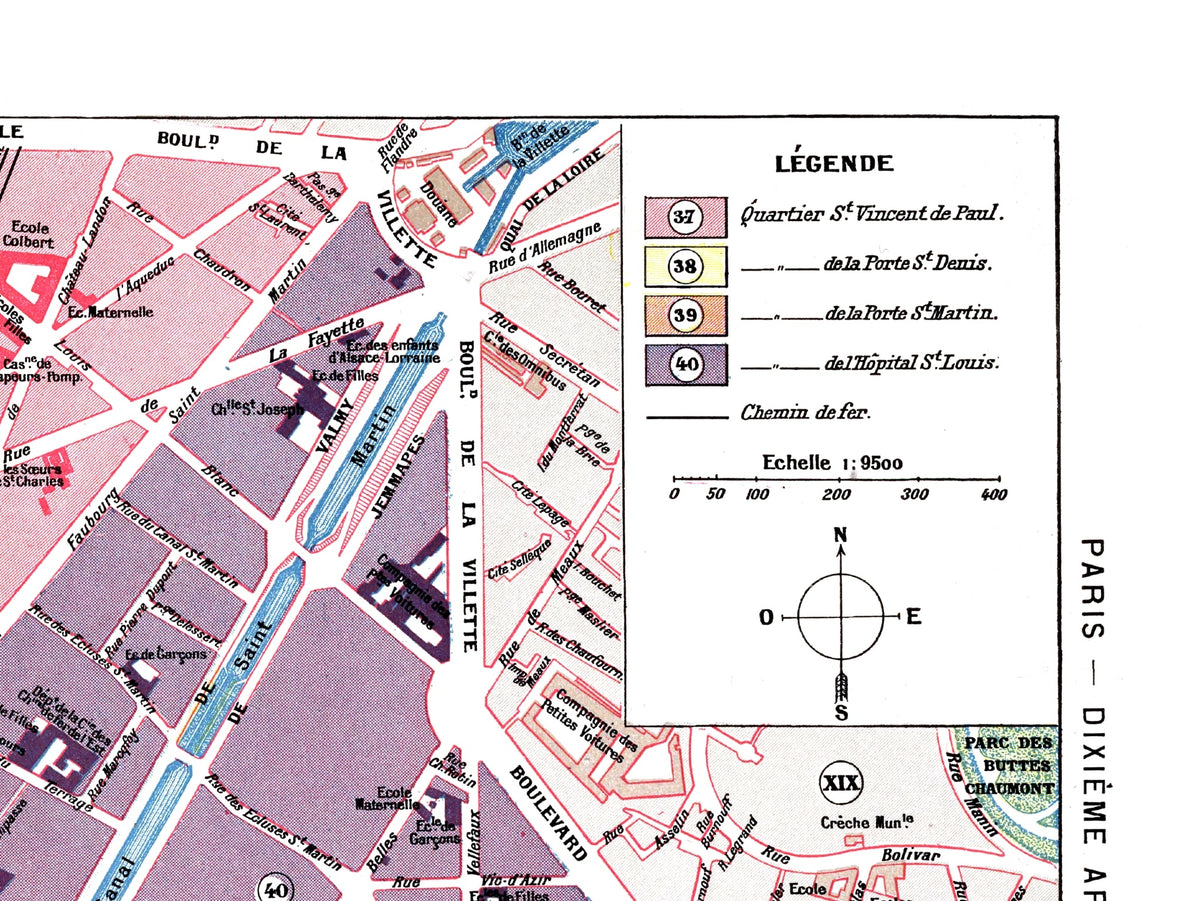 Paris | 1900 | 10. Arrondissement | Vintage Map