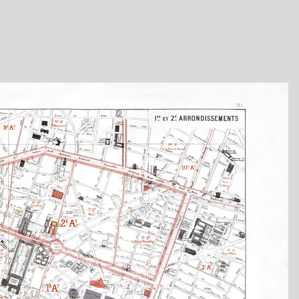 Haussmann | Paris 01 | 1. und 2 Arrondissements | Vintage Map
