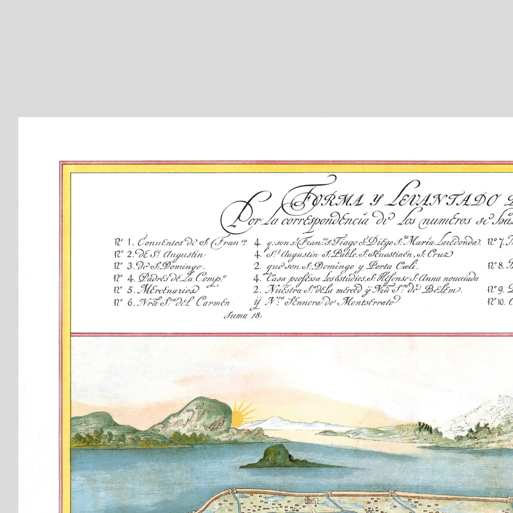 Mexico-City | Panorama-Karte | 1628 | Stadtplan | Vintage Map