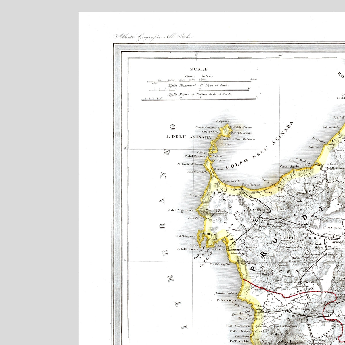 Sardinien | Italien | Landkarte von 1865