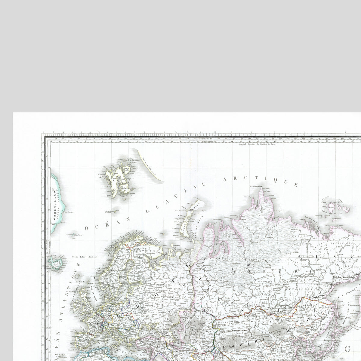 Weltkarte politisch | 1843 | Meridian 180 Grad Ost | Australien und Ost-Asien | Mercator-Projektion, Welt | Erde