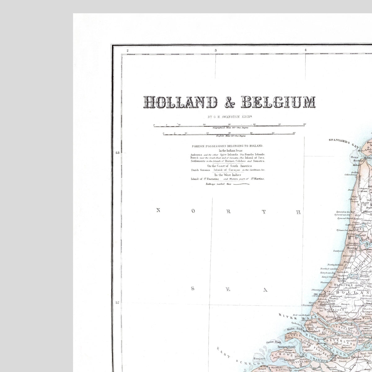 Niederlande | Belgien | Karte von 1872 | Vintage Map