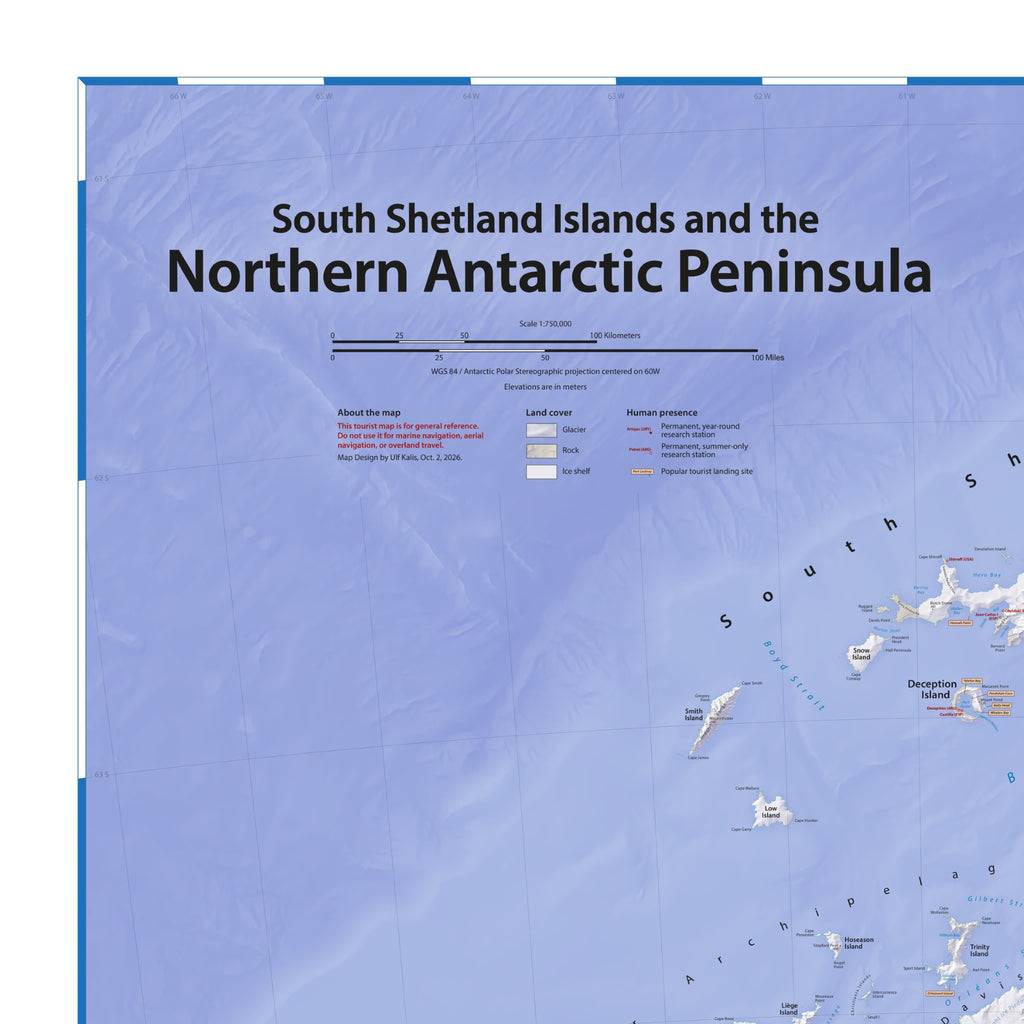 Mapa de la Antártida | Mapa mural físico de la península antártica