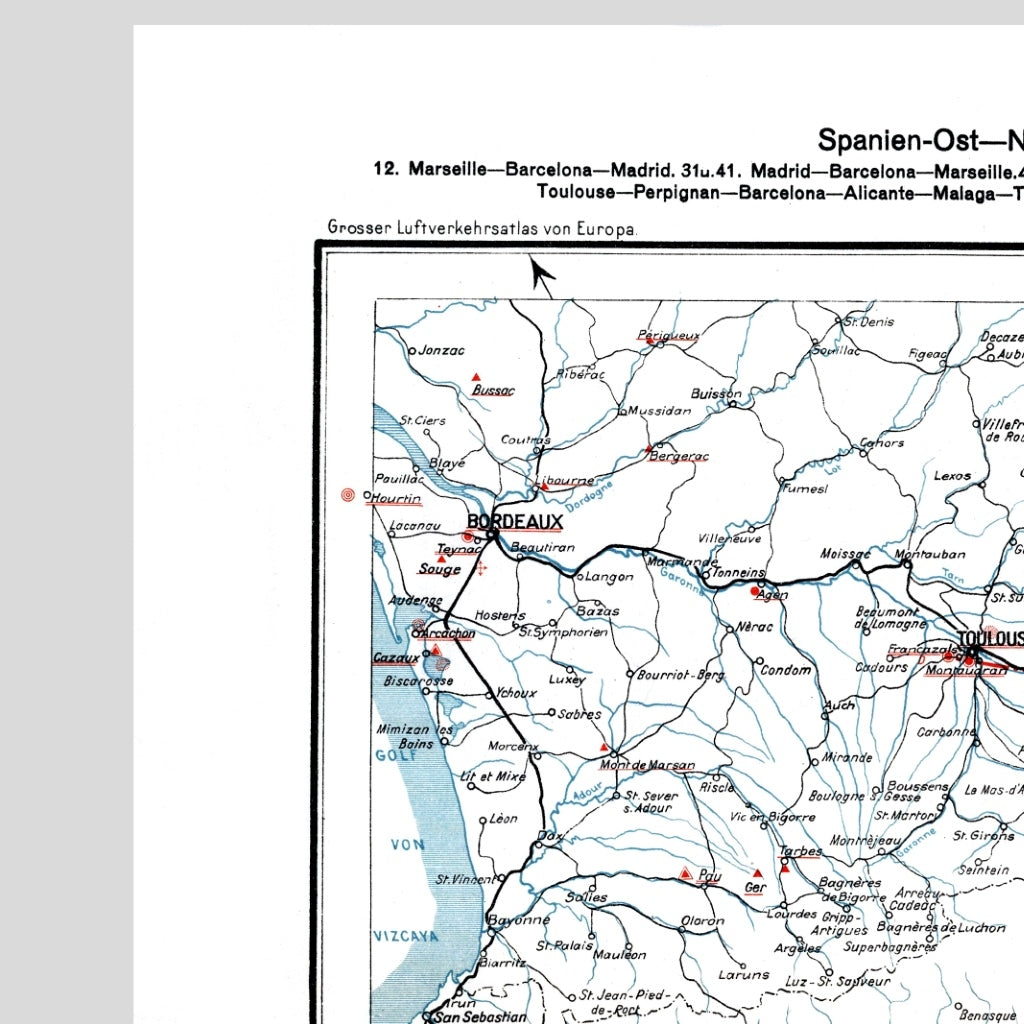 Streckenkarte | Frankreich Spanien Marokko | Nordwest-Afrika | Streckenkarte | 1928