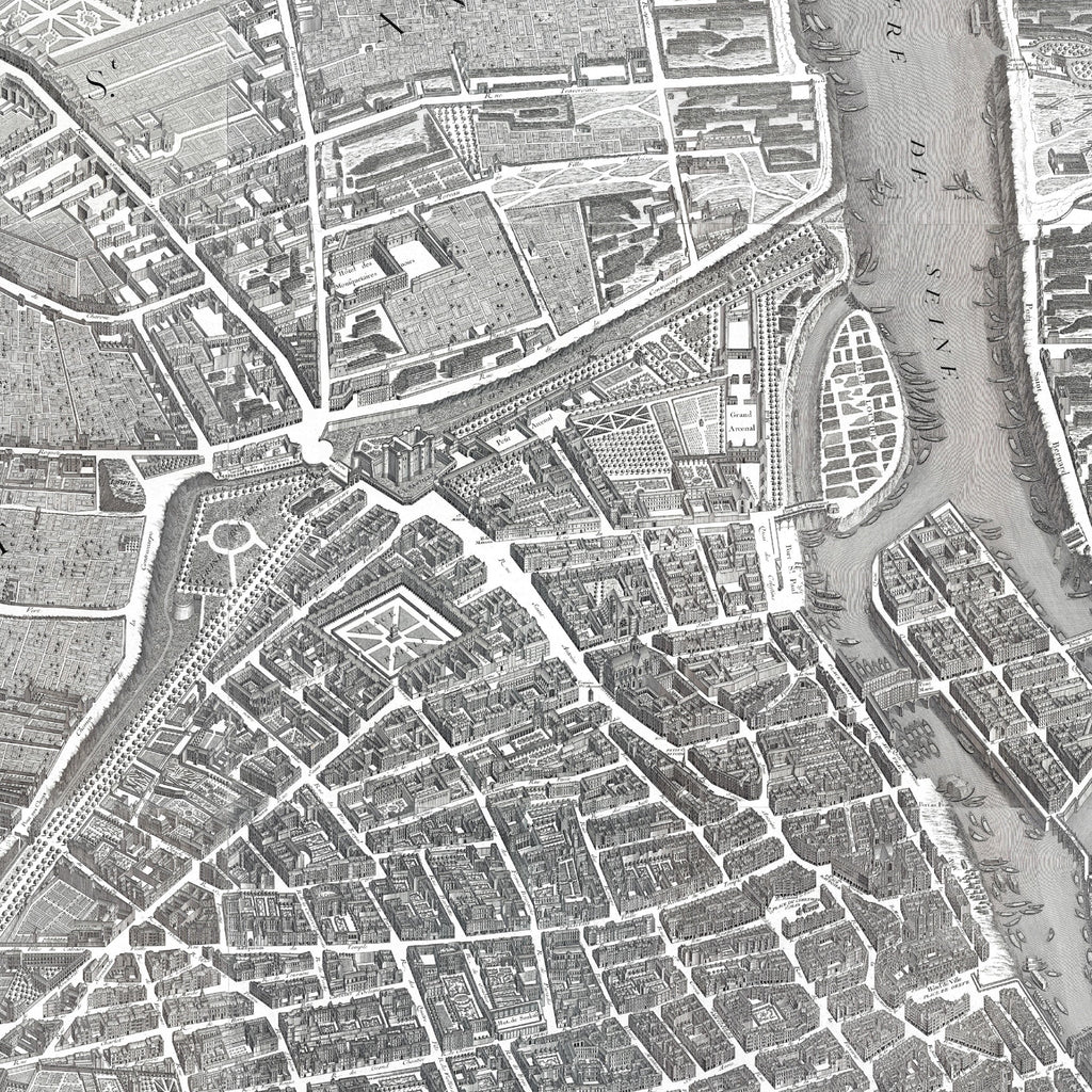 París | Mapa panorámico | 1739 | Mapa vintage