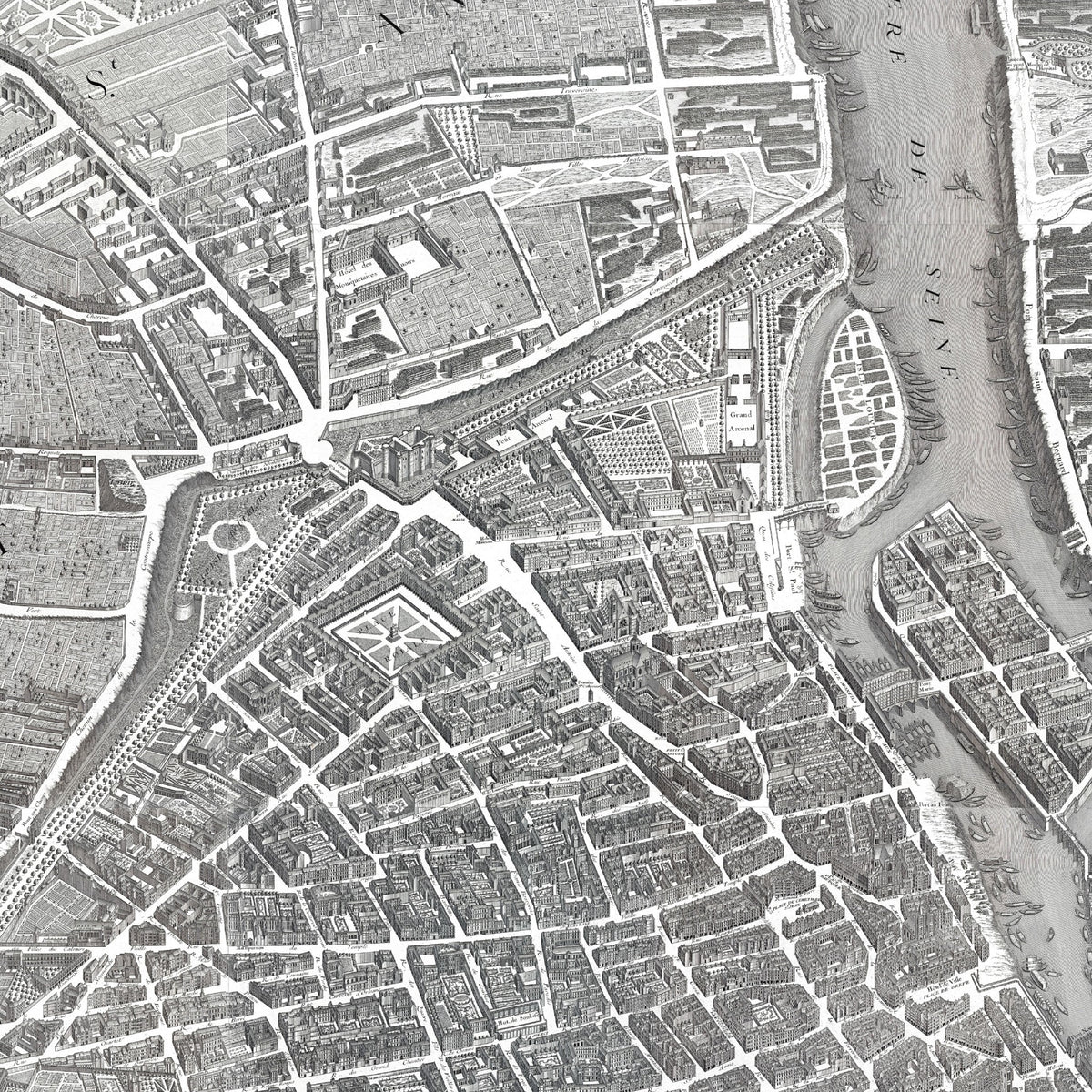 Paris | Panorama-Karte | 1739 | Vintage Map