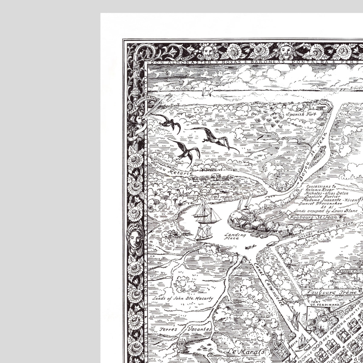 New Orleans Bildkarte | 1930 | Vieux Carré & Mississippi