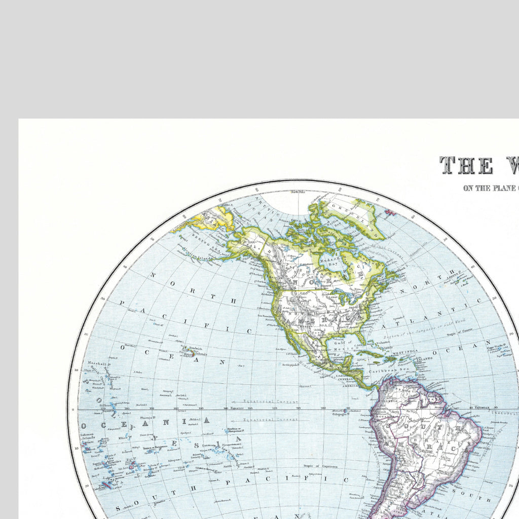 Mapa mundial al nivel de un meridiano | 1910) | Mapas mundiales antiguos