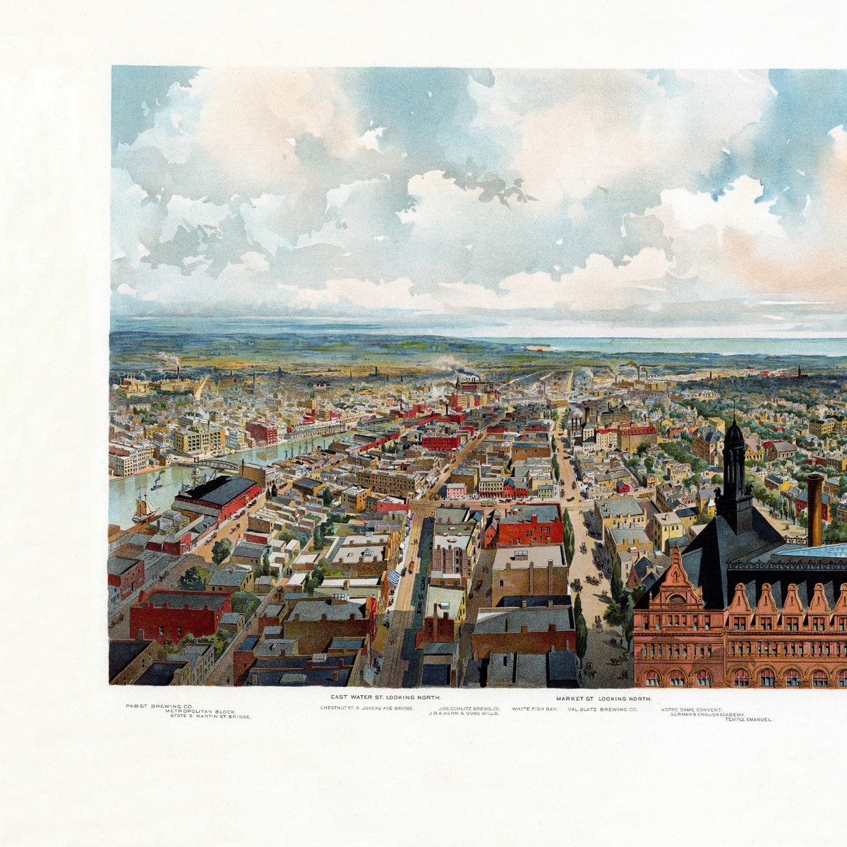 Milwaukee | Panorama-Karte | Vintage Map