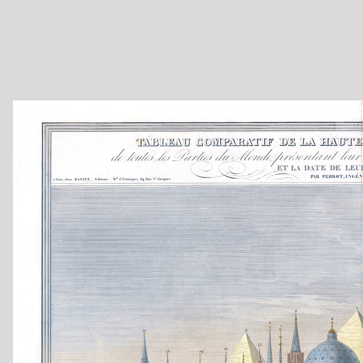 Atlas | Vergleichstabelle der Höhe der wichtigsten Monumente | 1840