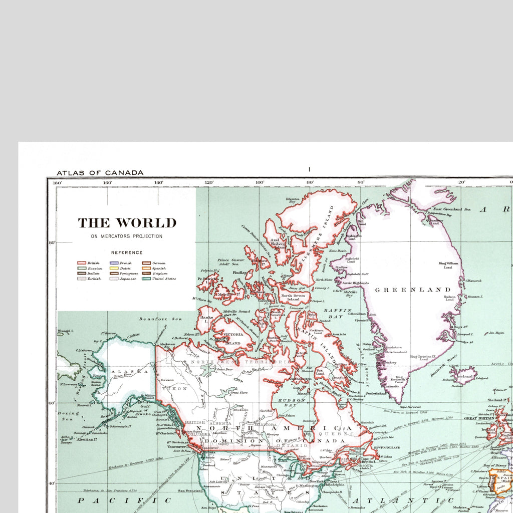 Weltkarte | Mercator-Projektion | 1915 | Vintage Map