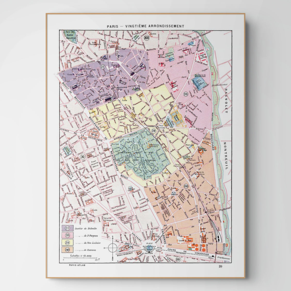 Paris | 1900 | 20. Arrondissement | Vintage Map