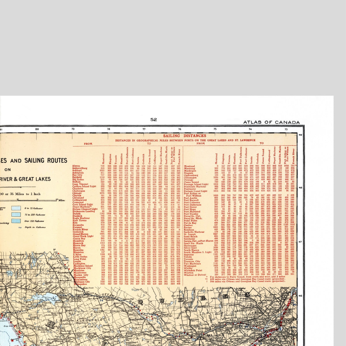 Sankt-Lorenz-Strom | Leuchttürme | Segelrouten | Kanada | Vintage Map