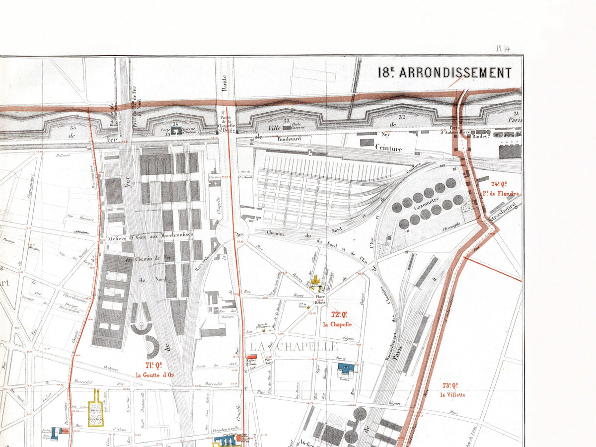 Haussmann | Paris | 18. Arrondissement | Vintage Map