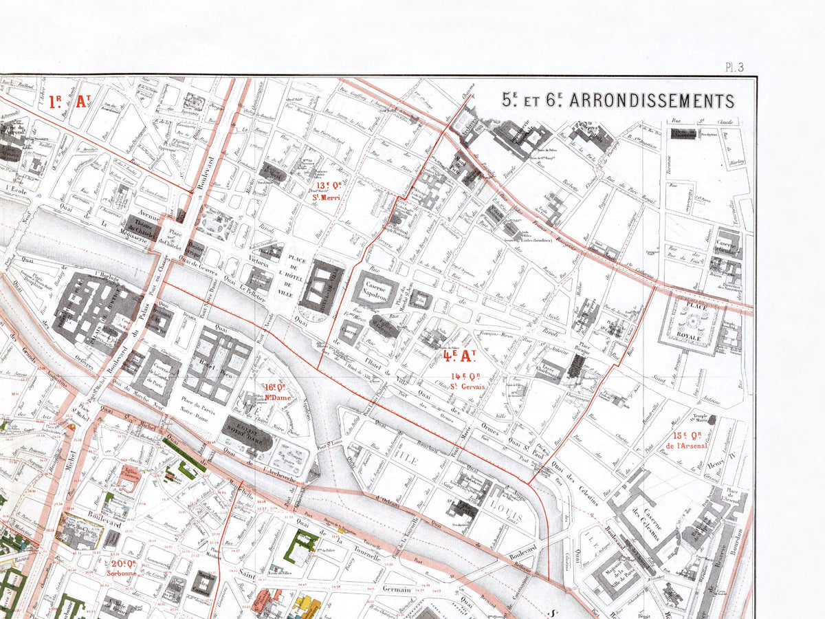 Haussmann | Paris 03 | 5. und 6 Arrondissement | Vintage Map