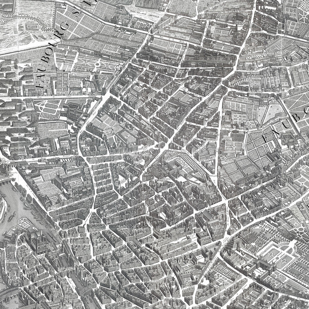 París | Mapa panorámico | 1739 | Mapa vintage