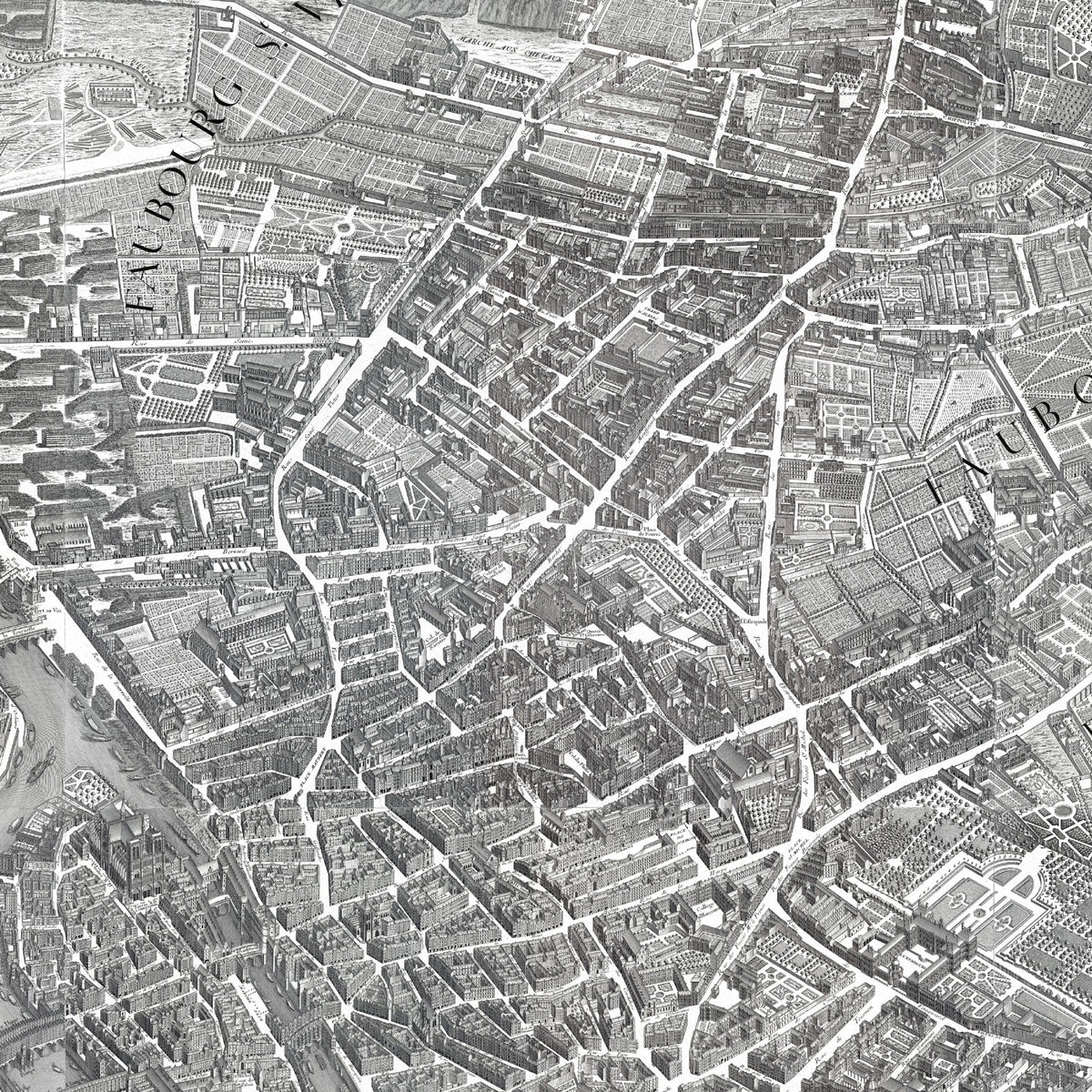 Paris | Panorama-Karte | 1739 | Vintage Map