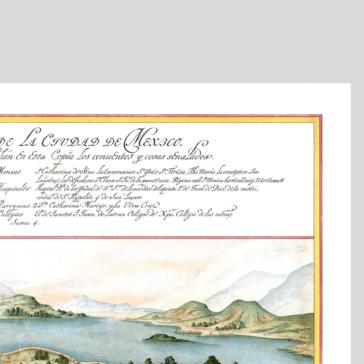 Mexico-City | Panorama-Karte | 1628 | Stadtplan | Vintage Map