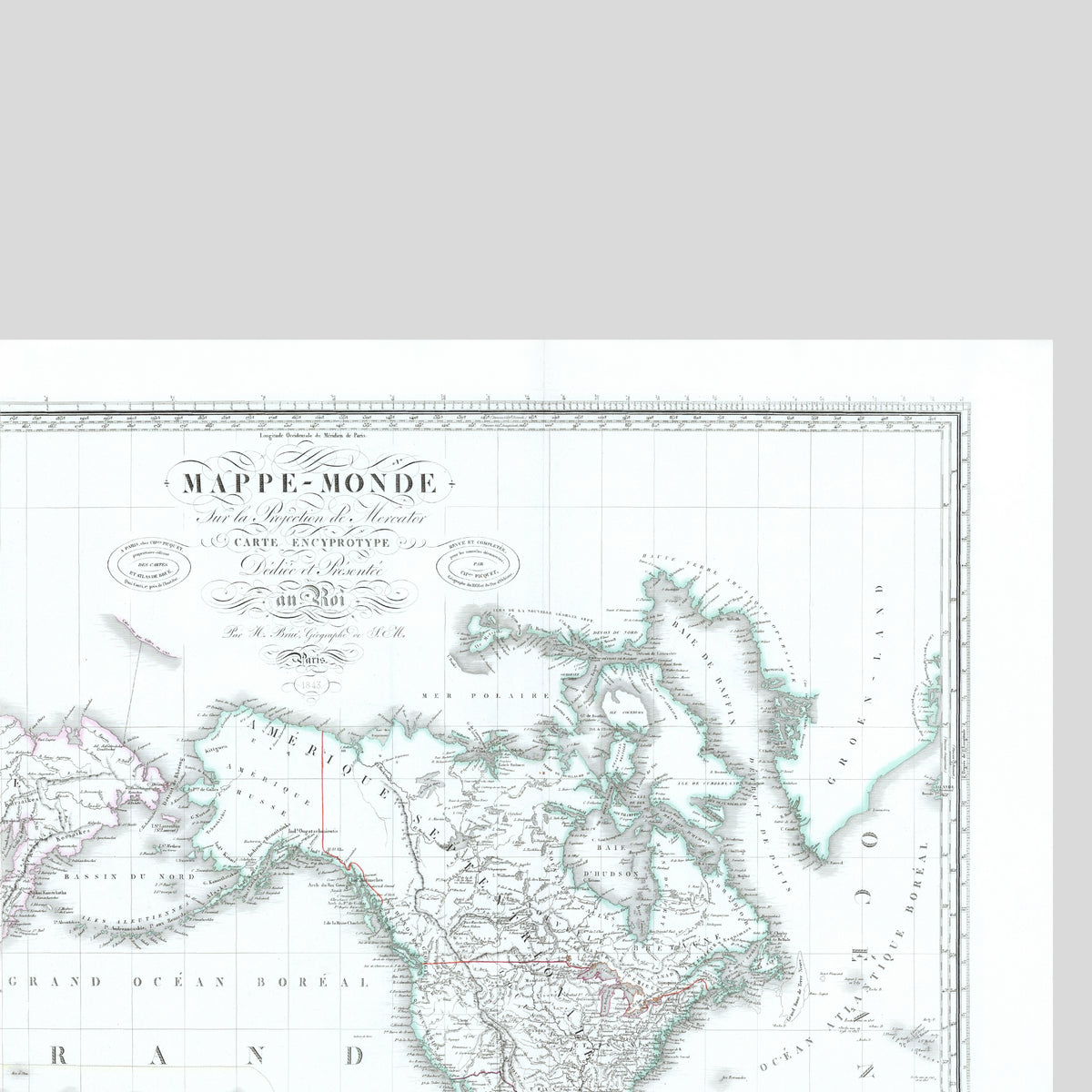 Weltkarte politisch | 1843 | Meridian 180 Grad Ost | Australien und Ost-Asien | Mercator-Projektion, Welt | Erde