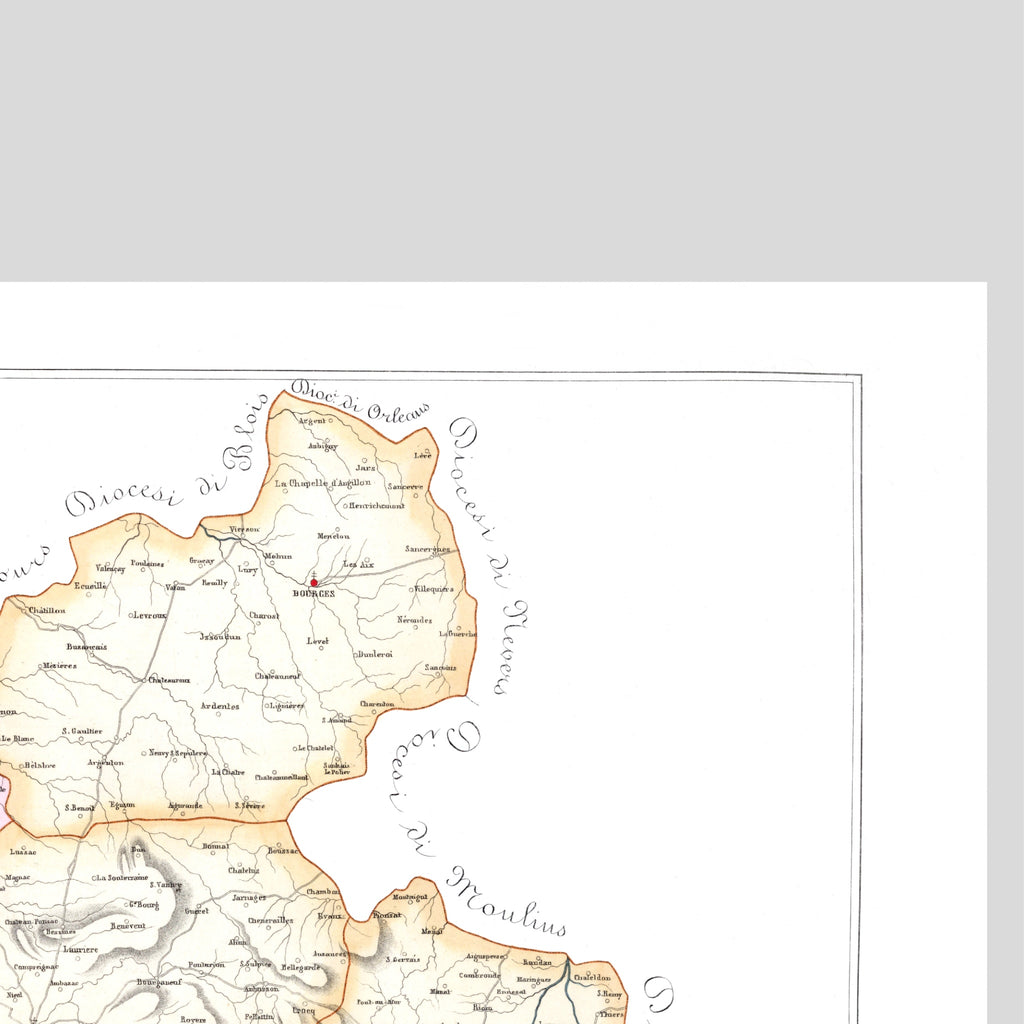 Kirchenatlas | Bordeaux | Bourges | Frankreich | Vintage Map