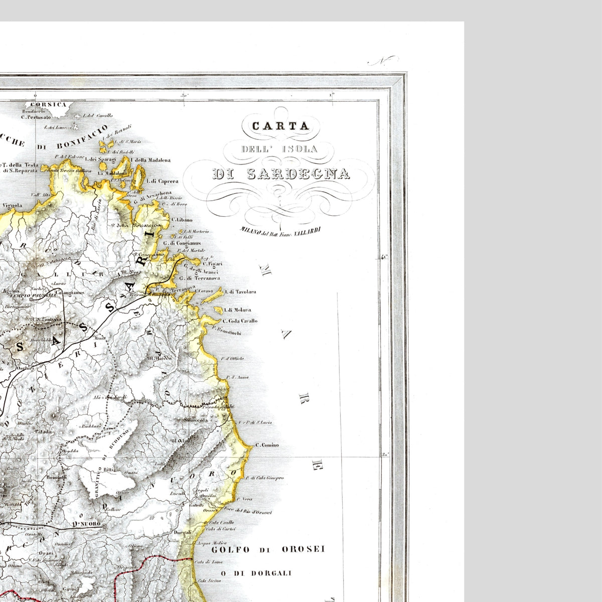 Sardinien | Italien | Landkarte von 1865