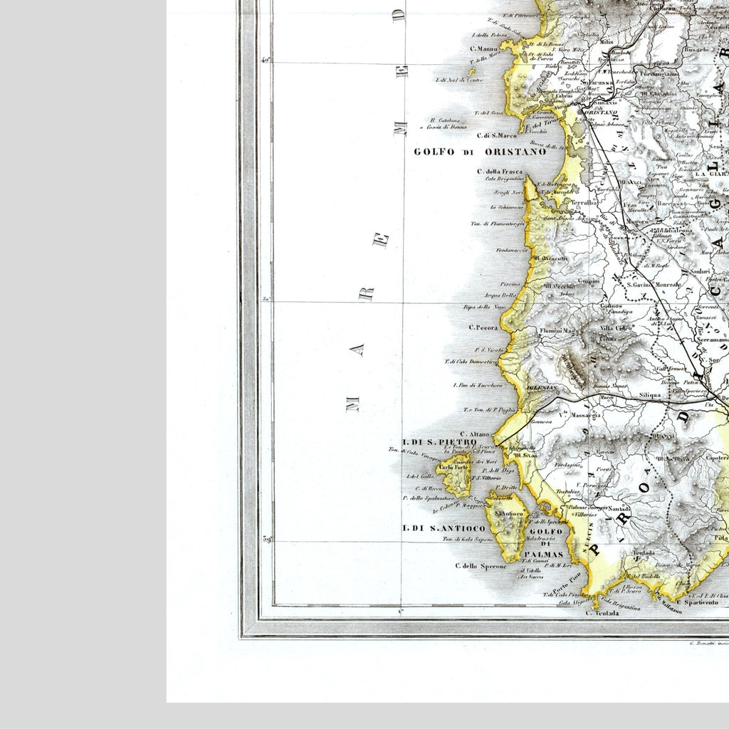 Sardinien | Italien | Landkarte von 1865