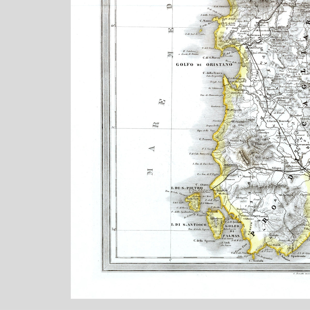 Sardinien | Italien | Landkarte von 1865