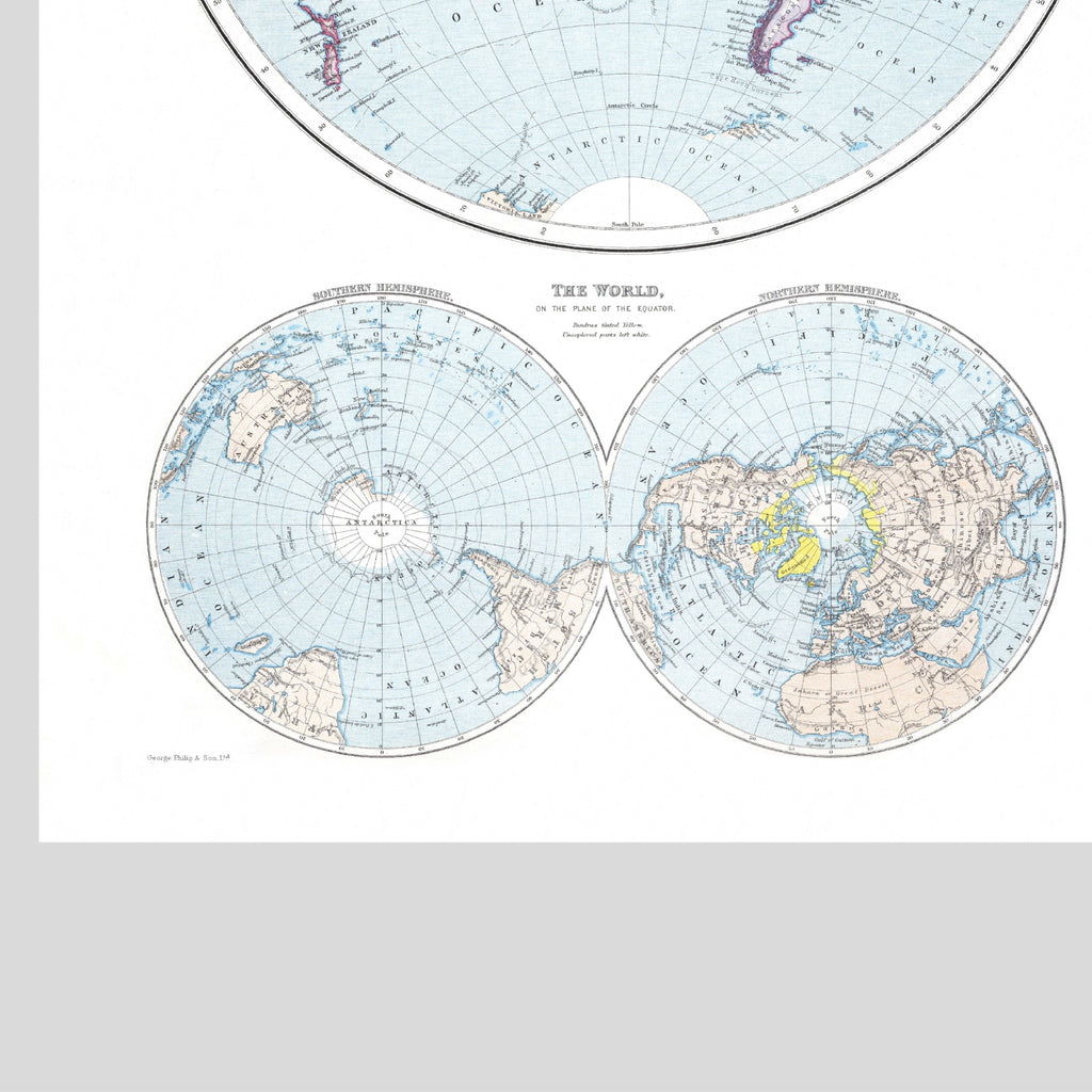 Mapa mundial al nivel de un meridiano | 1910) | Mapas mundiales antiguos