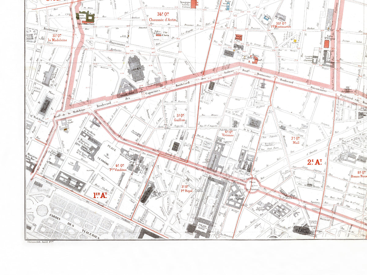 Haussmann | Paris 06 | 9. und 10. Arrondissement | Vintage Map