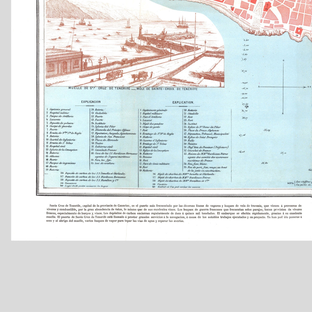 Santa Cruz | Teneriffa | Spanien | 1878 | Vintage Map