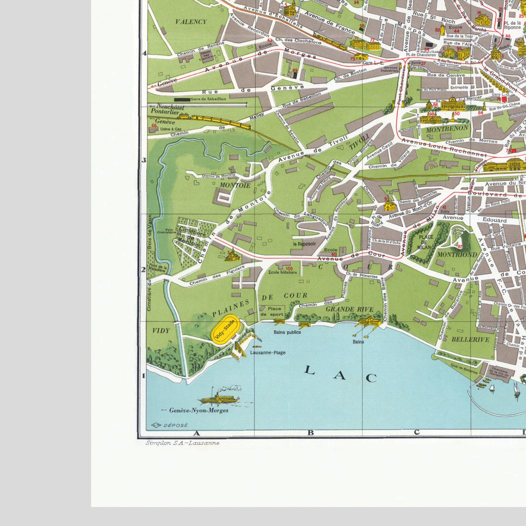 Lausanne| Panorama-Karte | Vintage Print
