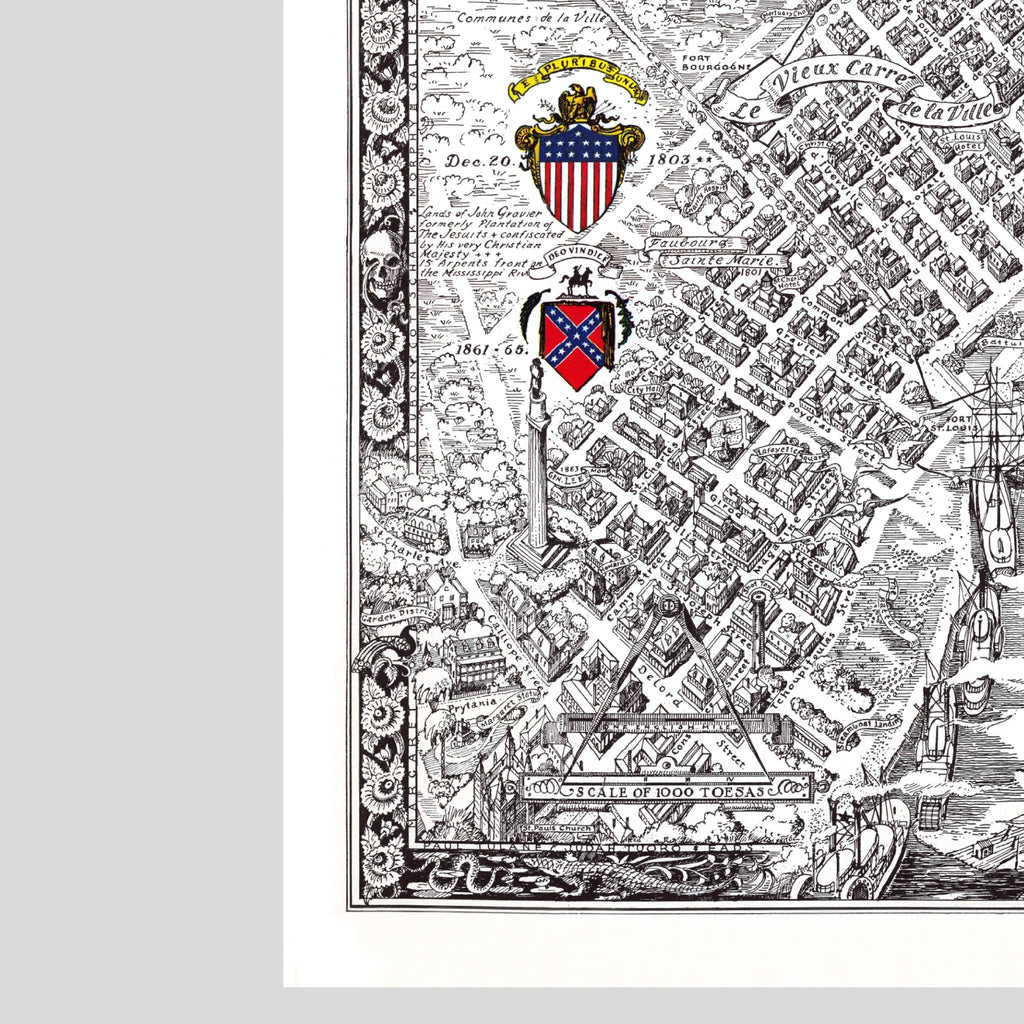 New Orleans Bildkarte | 1930 | Vieux Carré & Mississippi