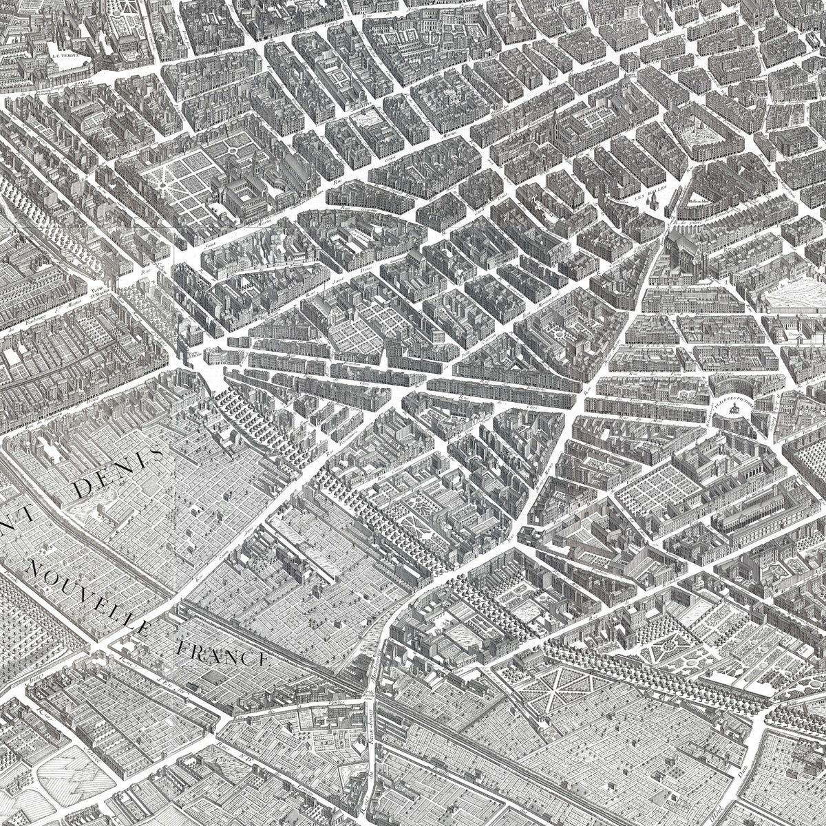 Paris | Panorama-Karte | 1739 | Vintage Map