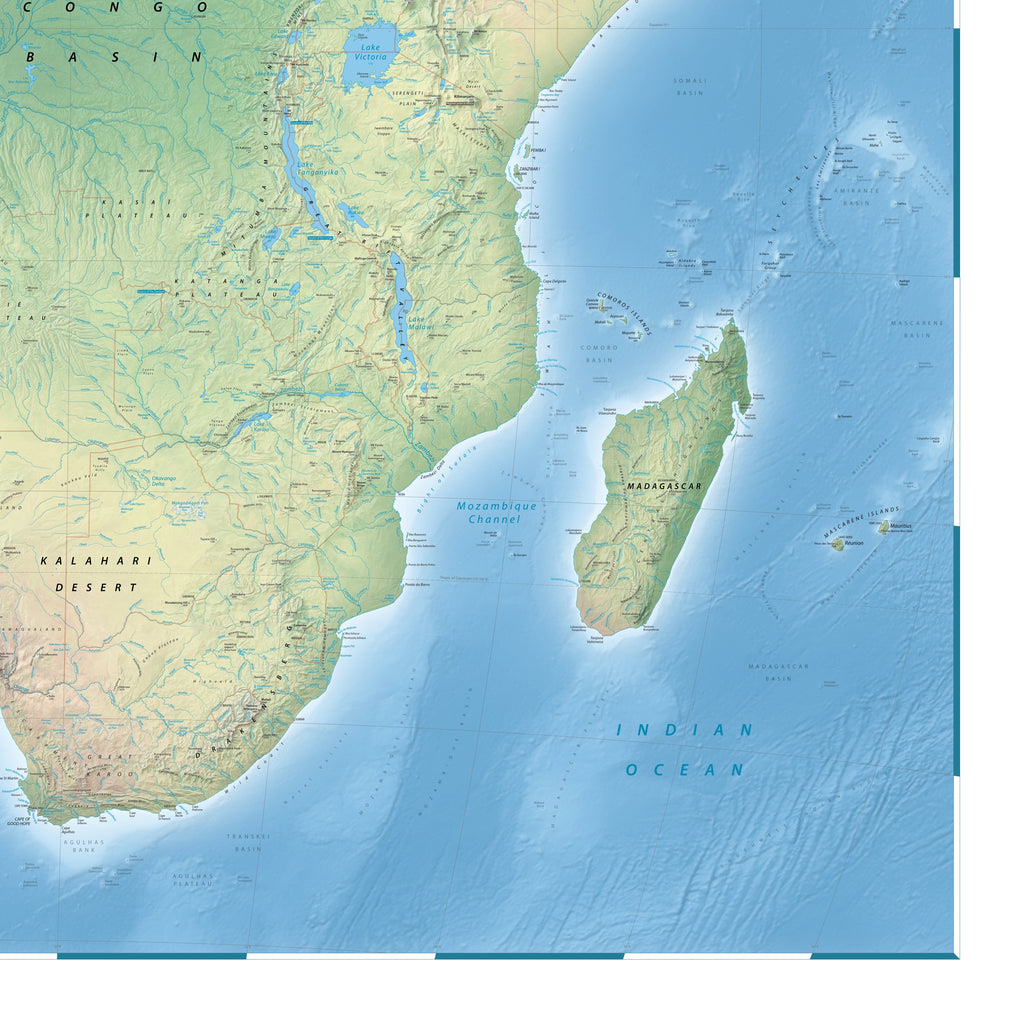 Afrika-Landkarte | 2025 | Physische Wandkarte des Kontinents