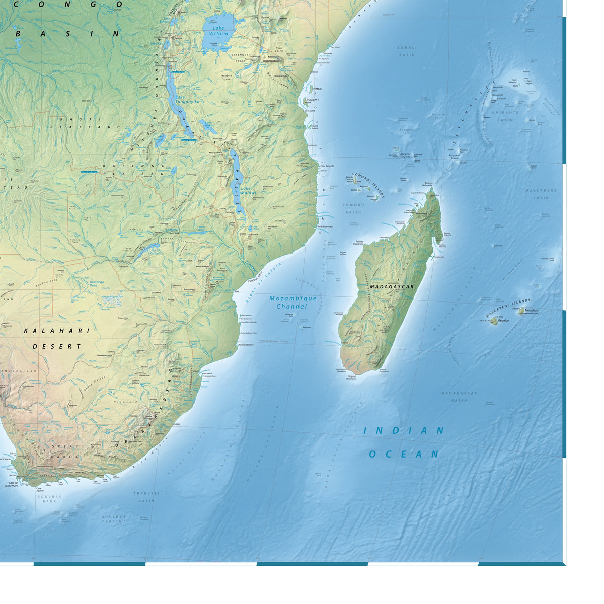 Afrika-Landkarte | 2025 | Physische Wandkarte des Kontinents
