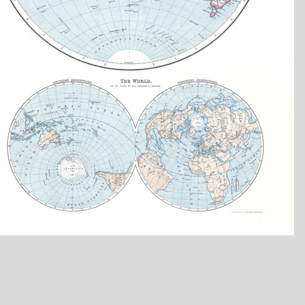 Mapa mundial al nivel de un meridiano | 1910) | Mapas mundiales antiguos