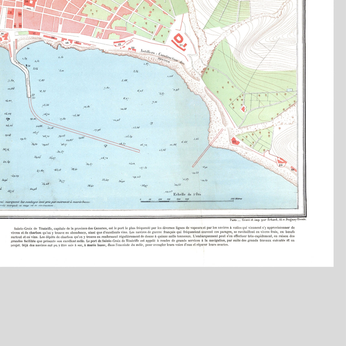 Santa Cruz | Teneriffa | Spanien | 1878 | Vintage Map
