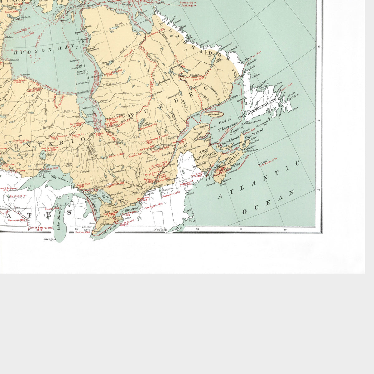 Kanada |  Entdecker | Kolonialgeschichte | Vintage Map