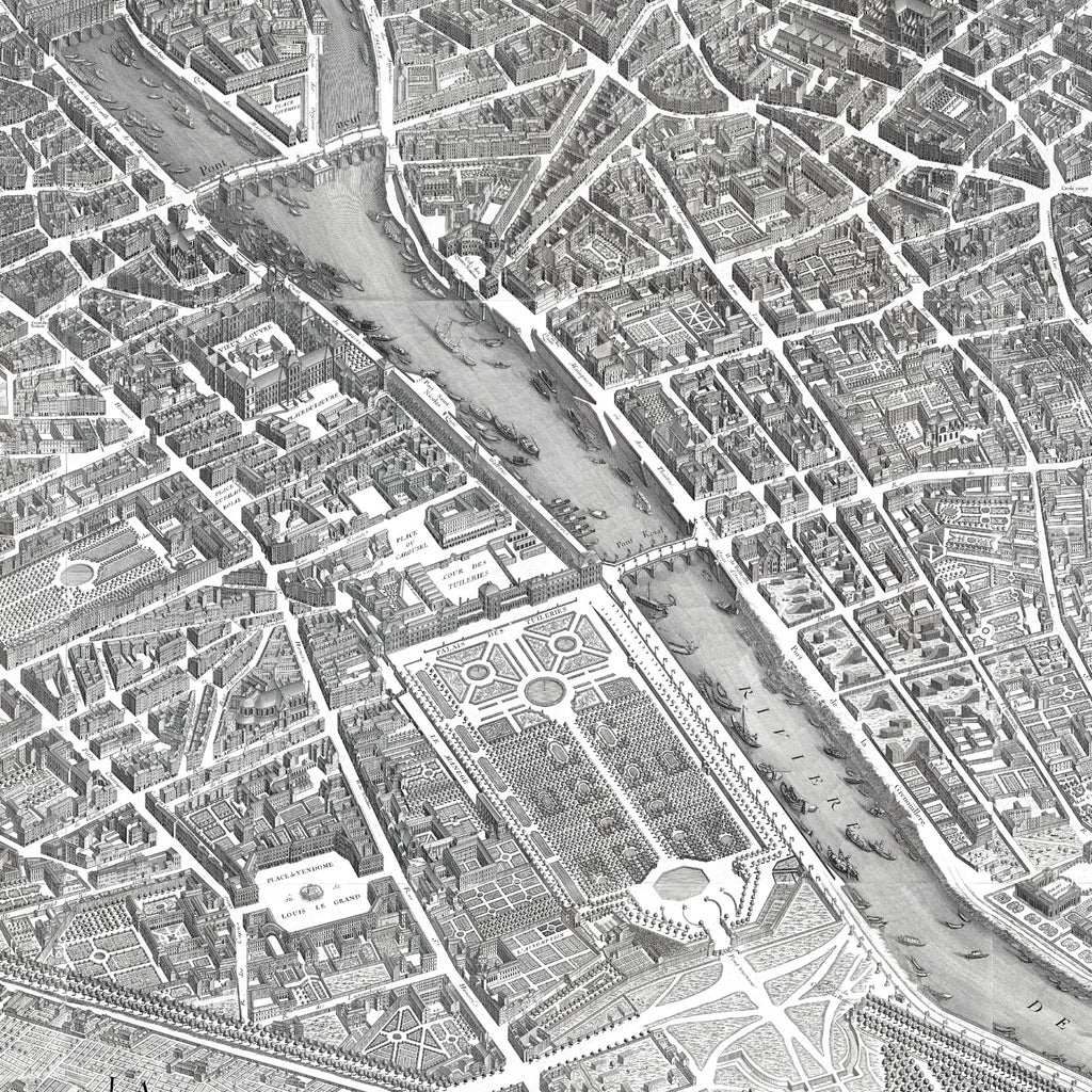 París | Mapa panorámico | 1739 | Mapa vintage