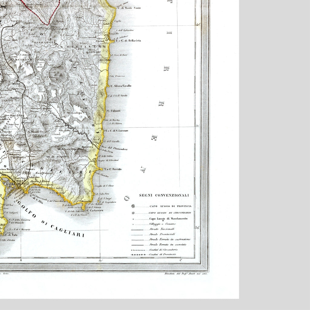 Sardinien | Italien | Landkarte von 1865