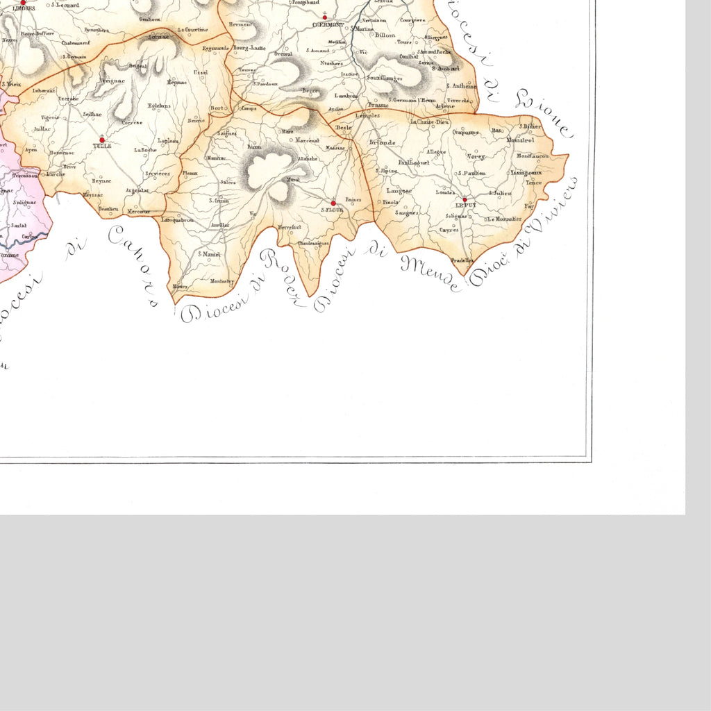 Kirchenatlas | Bordeaux | Bourges | Frankreich | Vintage Map