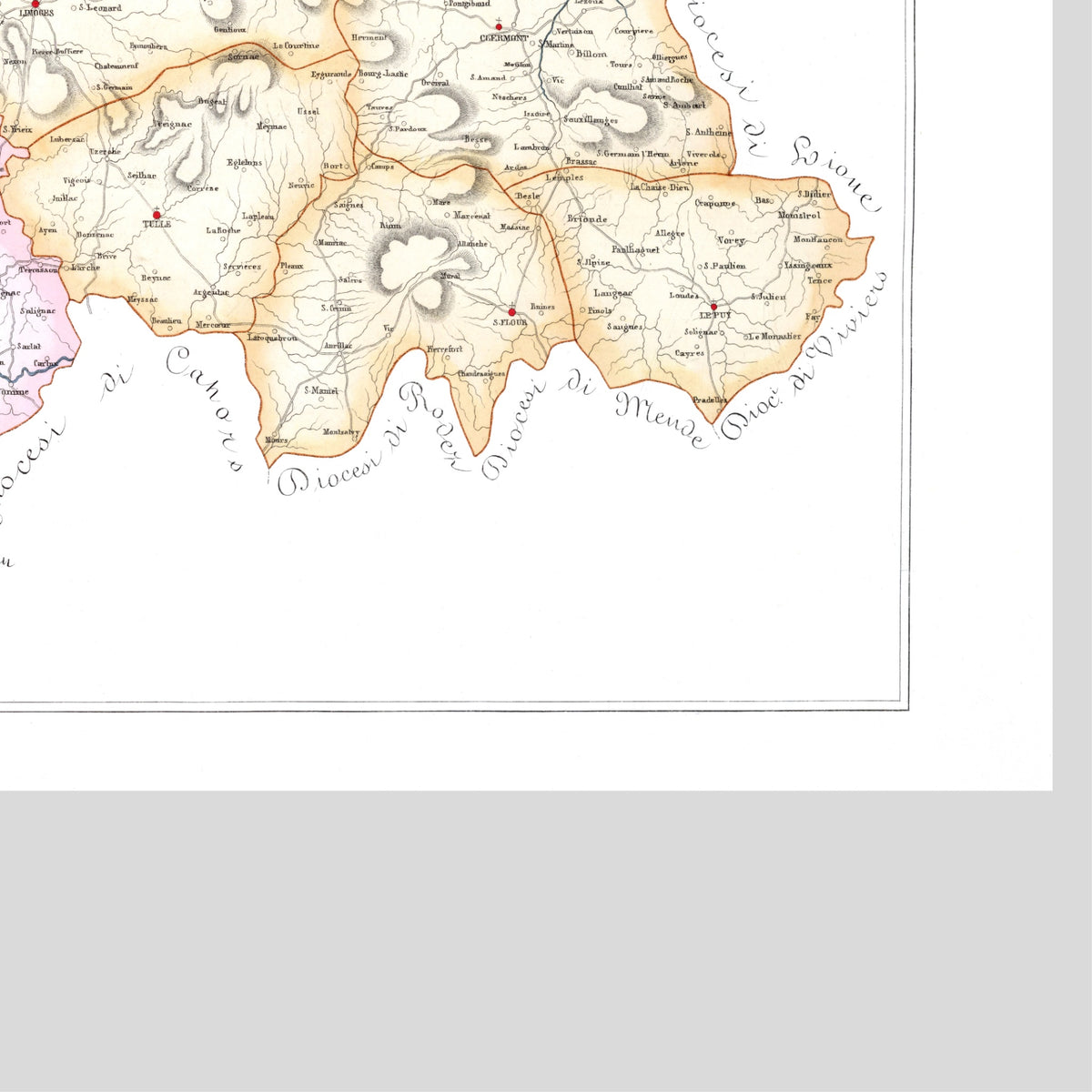 Kirchenatlas | Bordeaux | Bourges | Frankreich | Vintage Map
