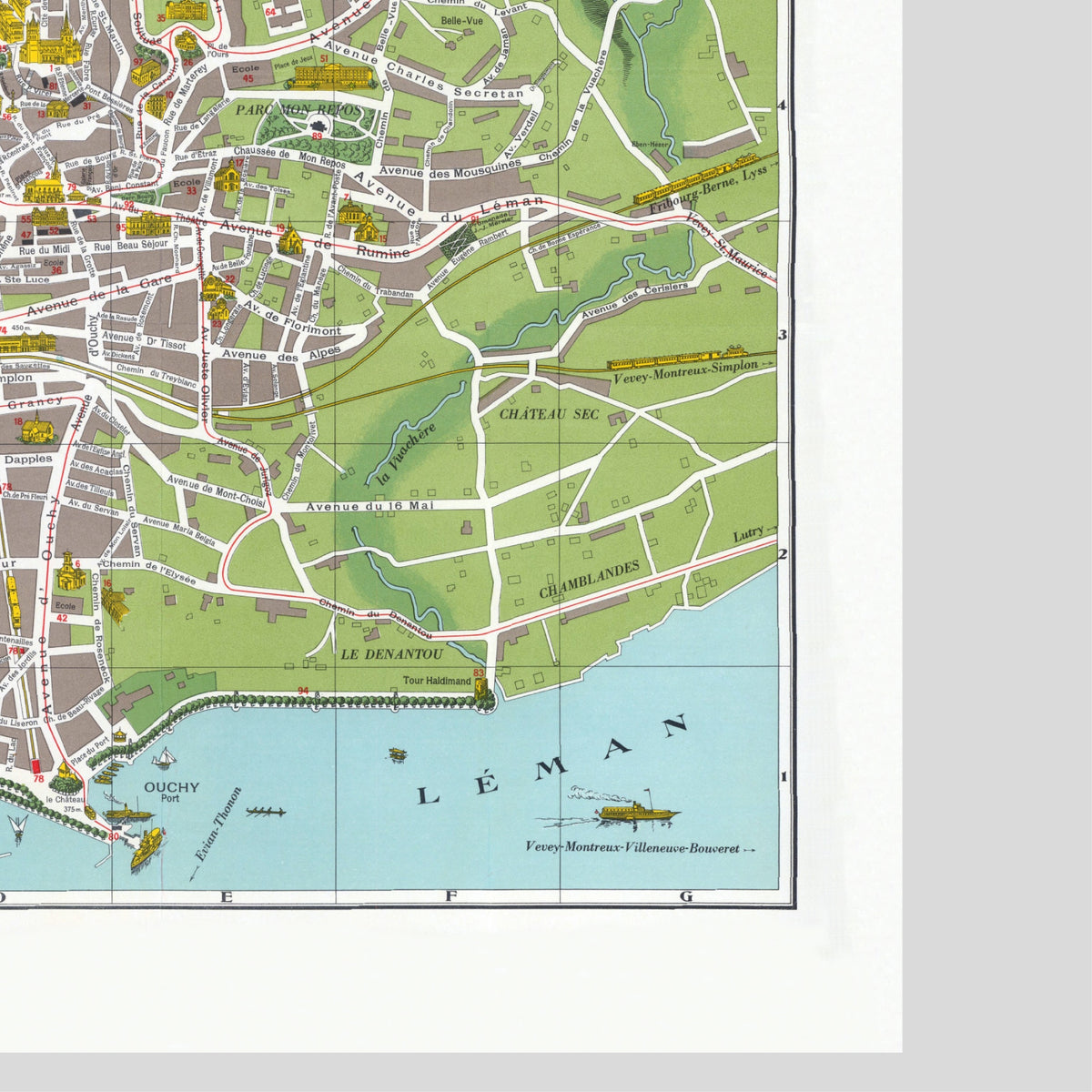 Lausanne| Panorama-Karte | Vintage Print