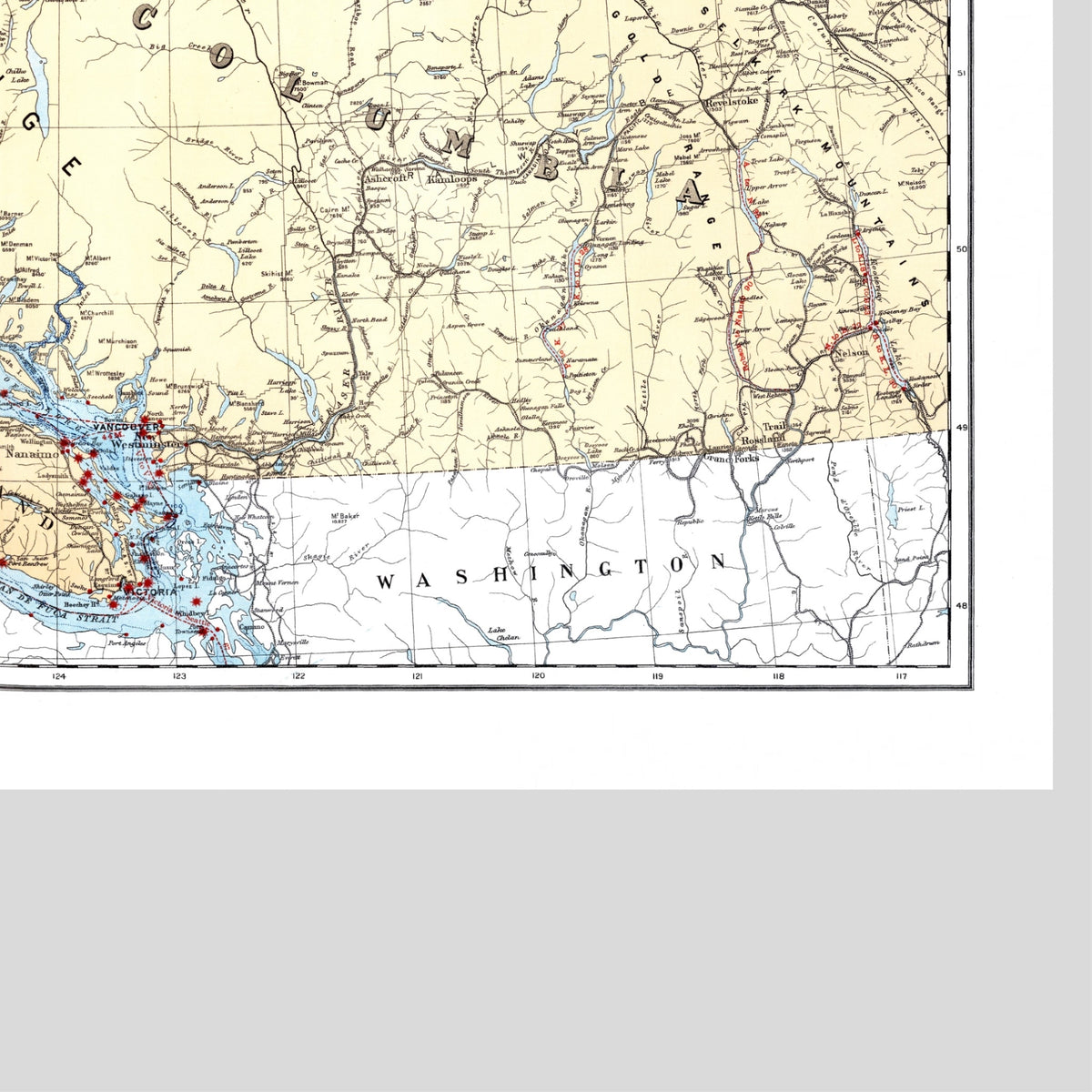 Pazifik | Leuchttürme | Segelrouten | Kanada | Vintage Map
