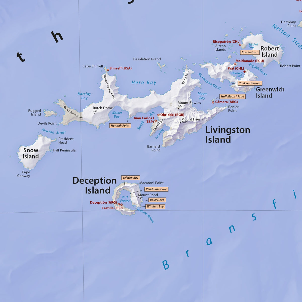 Mapa de la Antártida | Mapa mural físico de la península antártica